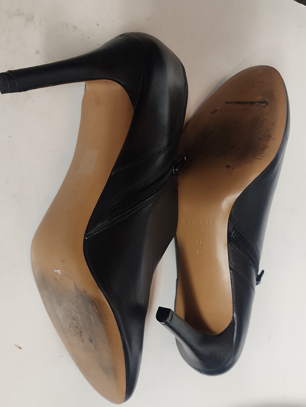 COACH Size 11B Black Leather Stiletto Ankle Heel Booties Classy Sexy Feminine - Picture 8 of 11